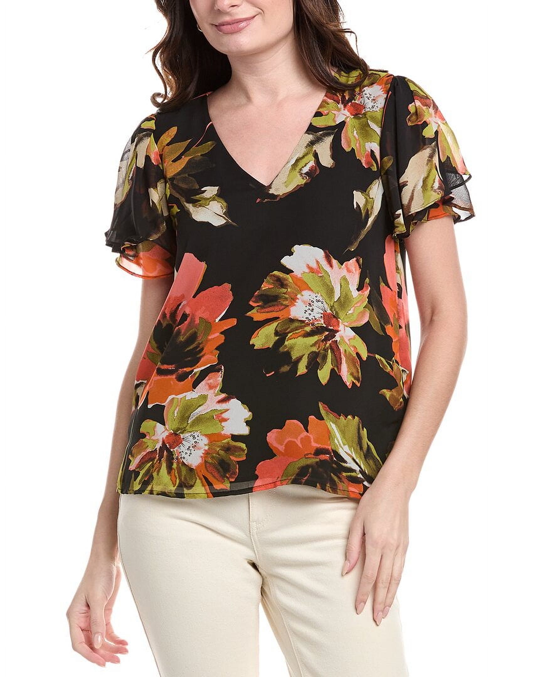 womens Tulip Sleeve Blouse, s, Black